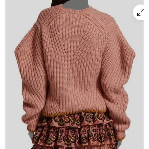 Ulla Johnson Lorena Alpaca Chunky Knit Sweater Pink Rosewood- Size M Cozy Luxe - Picture 3 of 16